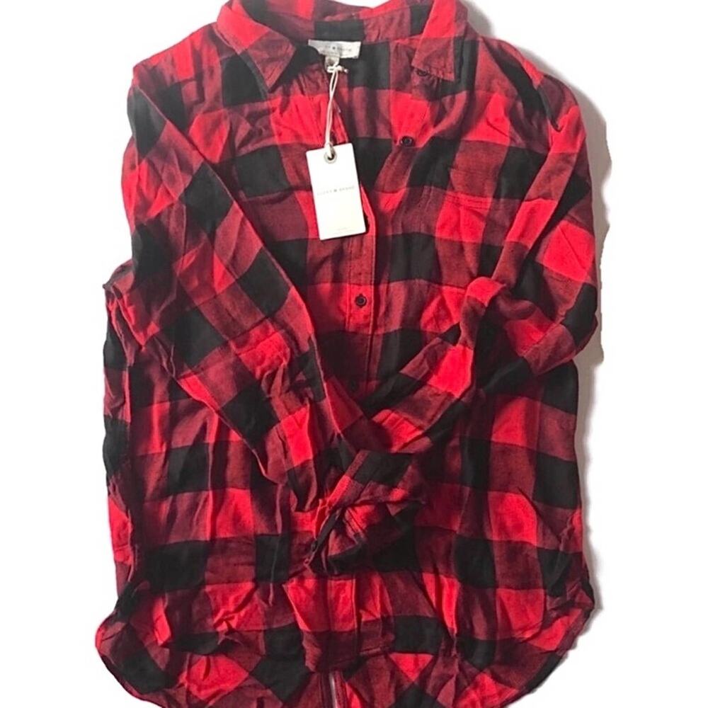 Lucky Brand Classic Button Back Flannel Red Black Size Small